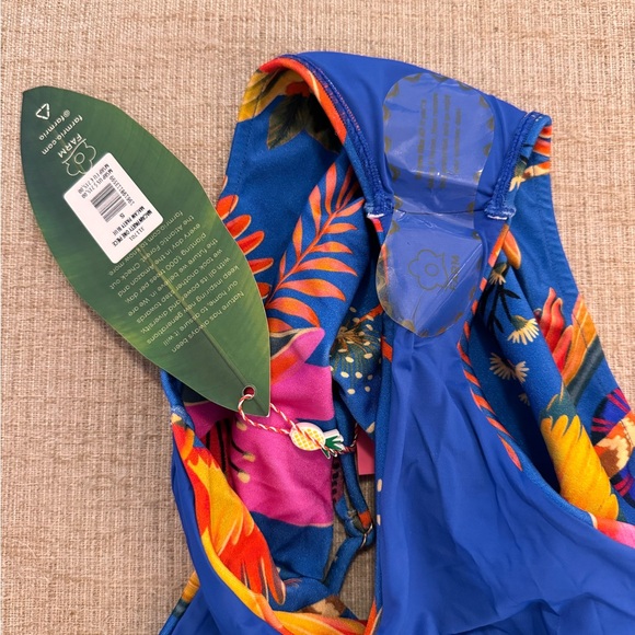 Farm Rio Macaw Party One-Piece Swimsuit size S Beaded Straps New with Tags - Picture 3 of 7